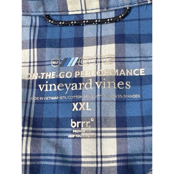 Vineyard Vines Performance On The Go Brrr Button Down Shirt Men’s XXL Blue Plaid - Picture 5 of 12